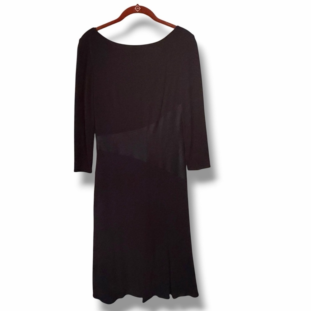 Talbots Black Midi Dress Black Cocktail Dress V Cut Back Size 4  NWT